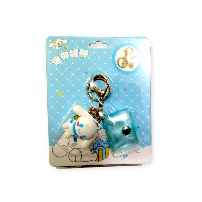 Transparent Coin Holder with Character Mini Snap Button Coin Purse, Cute Card Storage Bag With Keychain
