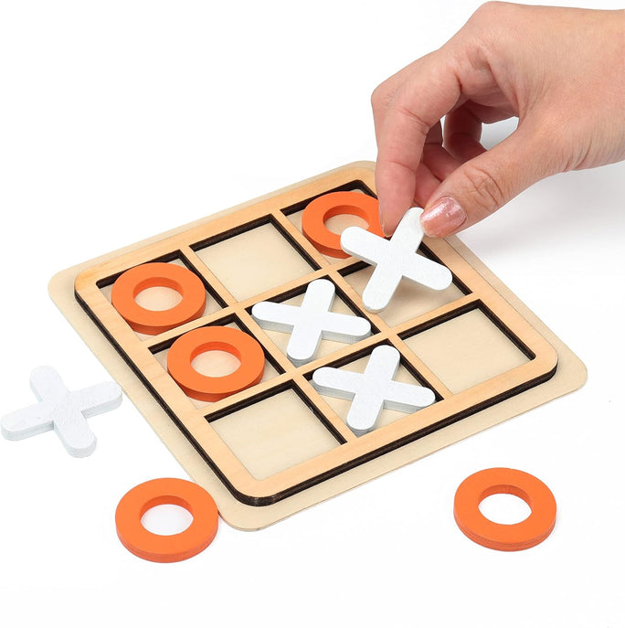 Tic Tac Toe/Noughts and Crosses Wooden Tabletop Board Game Family Game for Kids and Adults Brain Teaser Puzzle Size 13cm * 10cm