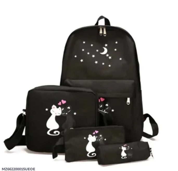 Kids 4-Piece Pink Cat Backpack Set