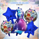 5 Pcs Elemental Theme Foil Balloon Set – Kids Birthday Party Decoration