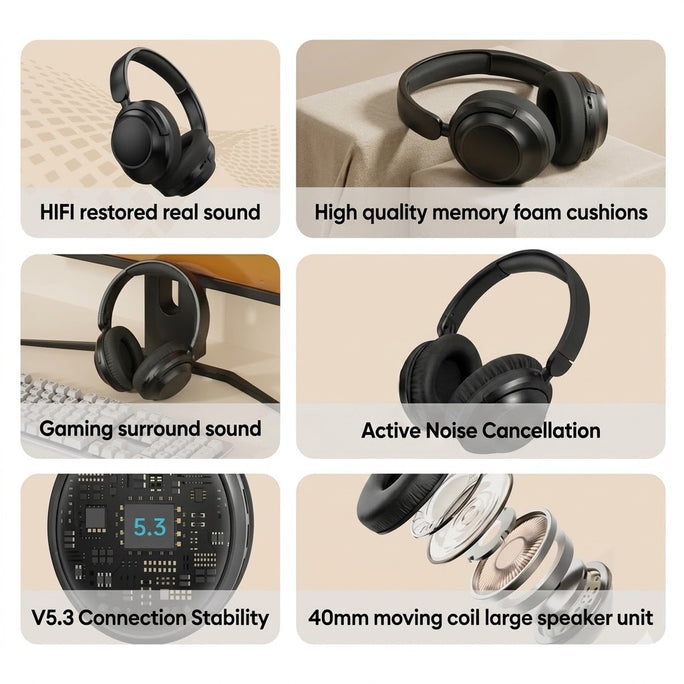 Original NIA AN J1 ANC Wireless Bluetooth Headphones | Active Noise Cancelling