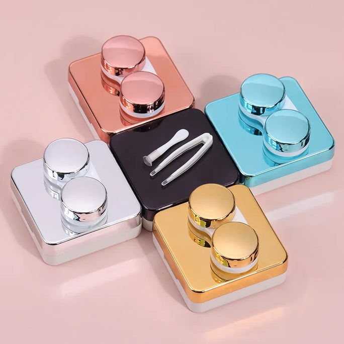 Contact Lens Case Travel Kit Square Travel Portable Solid Color Lens Cover Container Beauty Pupil Storage Soaking Box Eyewear Accessories