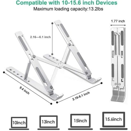 Foldable Adjustable Aluminum Laptop Stand | Portable Desktop Holder with