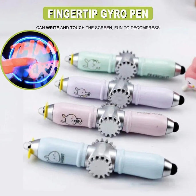 01 Pc 4 In 1Creative Decompression Pen Multifunction Fingertip Gyro Ballpoint Pen LED Flashlight Luminous Stylus Ipad Touch Screen Pen