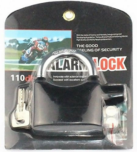 Universal Security Alarm Lock System Waterproof Black Anti Theft Siren 110Dba Alarm Anti Padlock Thickened Shackle Padlock with 3 Keys 1Pcs Polished Finish