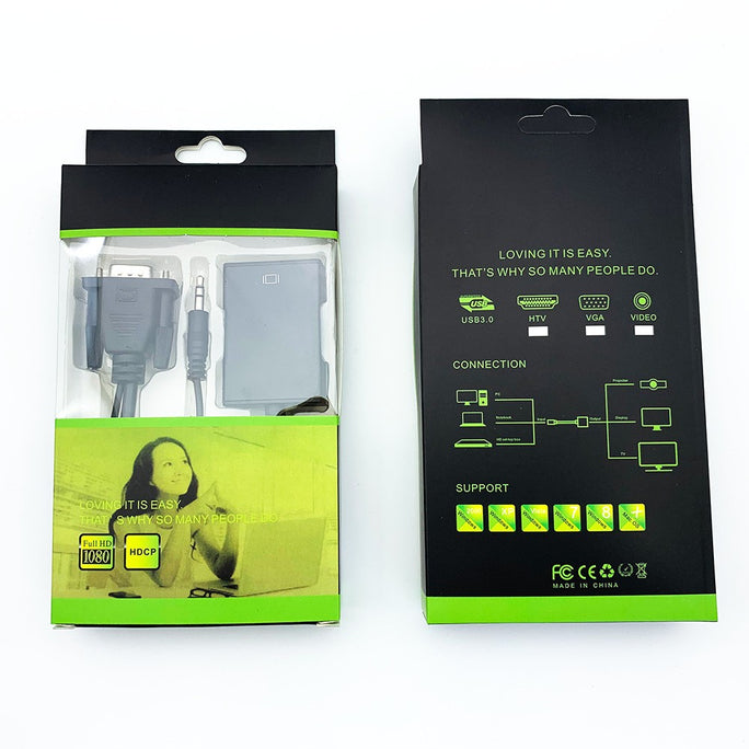 VGA to HDMI Adapter | VGA Male to HDMI Female Converter with 3.5mm Audio Jack