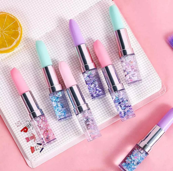 Pack of 02 Lipstick Gel Pens Girls Creative and Attracive Colorful Cute Stationary Pen Office Pen ball point Pen Pack of 02 Pcs