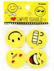 Pack of 04 Emoji Smiley Erasers for Girls Kids Boys cute rubber for kids Non-Toxic Eraser (Multicolor)