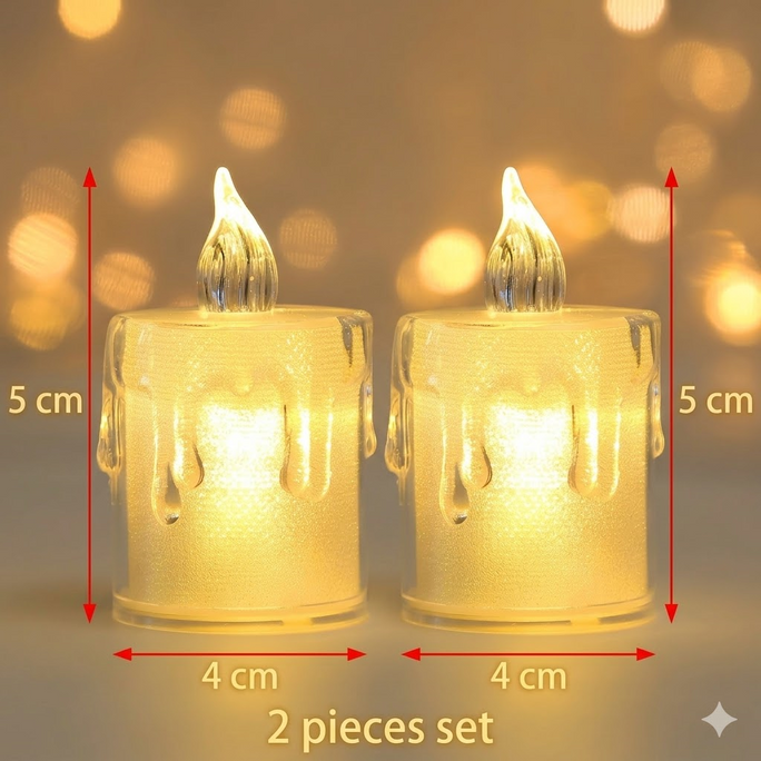 Melting Shaped LED Candles Premium Quality Candles with Battery Cells,Dripping Style Electric Candle Set Yellow Flickering, Battery Powered Dripped Realistic Small Fake Candles Decorations