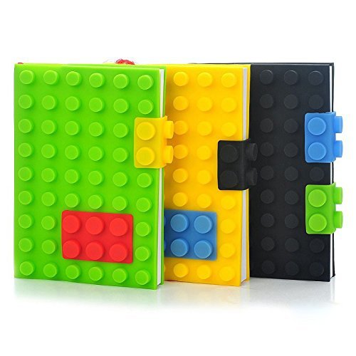 A5 Beautifull Blocks style Book Silicone Cover Diary Writing Notebook Pad Soft Locking, RandomCreative Stationery Silicone Notebook Logo Printable Building Blocks Gift 6A Student Silicone Notepad