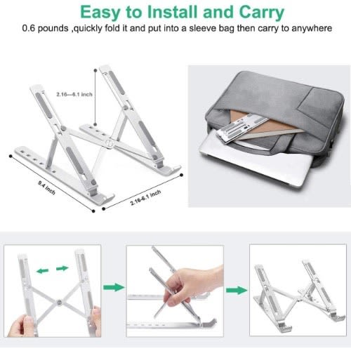 Foldable Adjustable Aluminum Laptop Stand | Portable Desktop Holder with