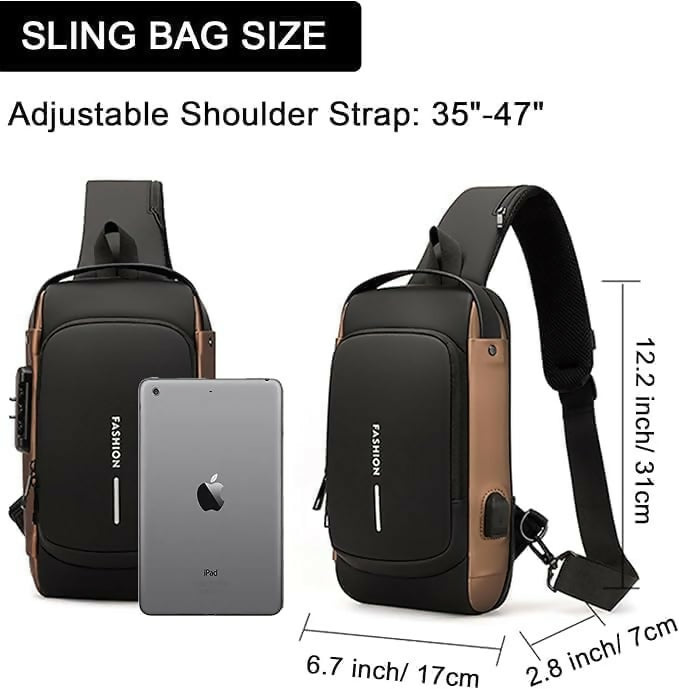 Chest Bag Multifunction Crossbody Sport Running Travel Sling Pack Anti theft USB Charge Shoulder Messenger Pack Luxury Brand Men