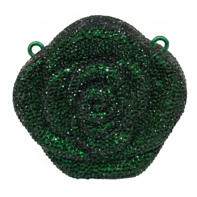 Elegant Rose Flower Rhinestone Crystal Clutch Bag for Women - Premium Hard Case Evening Crossbody Purse