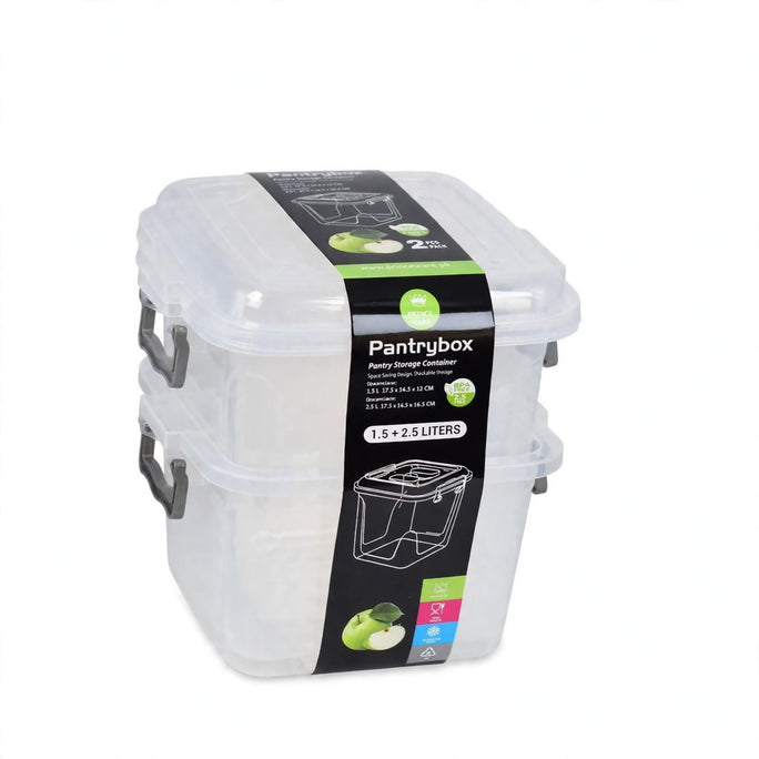 Prince Ware Pantry Box | Food Storage Container | 1.5L + 2.5L | (Pack of 2)