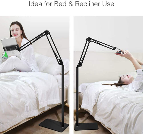 Aluminum Adjustable Tablet & Mobile Phone Floor Stand | 360° Rotatable Lazy