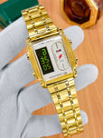 Luxury Gold Dual Display Men's Watch | Analog + Digital LED | Stainless Steel