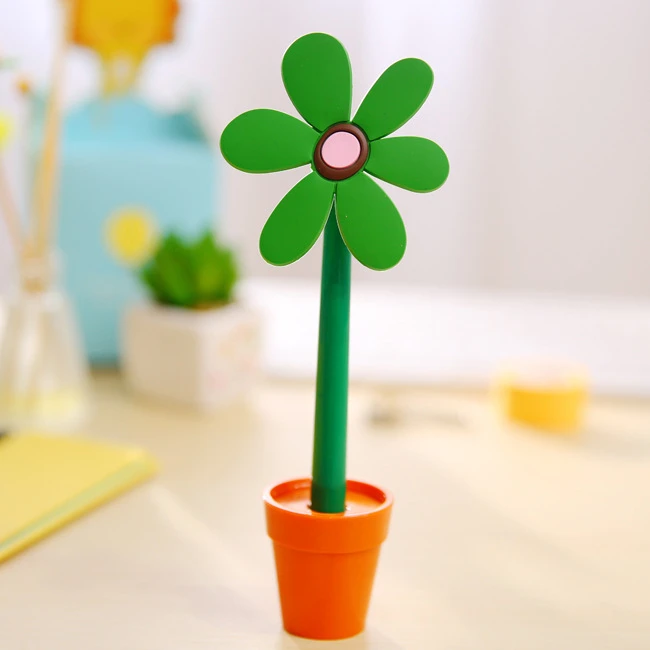 1pcs Stationery Cute Kawaii Potted Plants Sunflower Ballpoint Pen Office School Supply Novel Creative Gift Funny