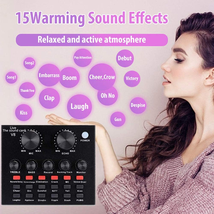 Podcast Equipment Bundle with BM-800 Condenser Microphone & V8 Sound Card |