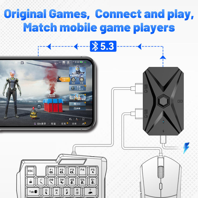 M1 Pro+ 5 in 1 Mobile Gaming Adapter for Keyboard Mouse | PUBG Controller