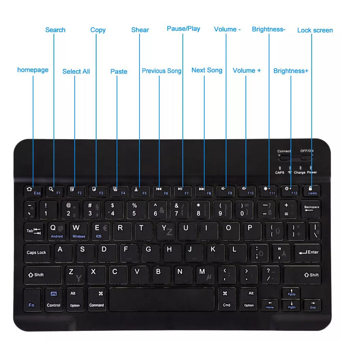 Rechargeable Bluetooth Keyboard with Cell Powered Mouse Combo Wireless Slim