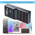 12 Port USB Charging Station | Universal Multi Charger Hub 12A Desktop Fast