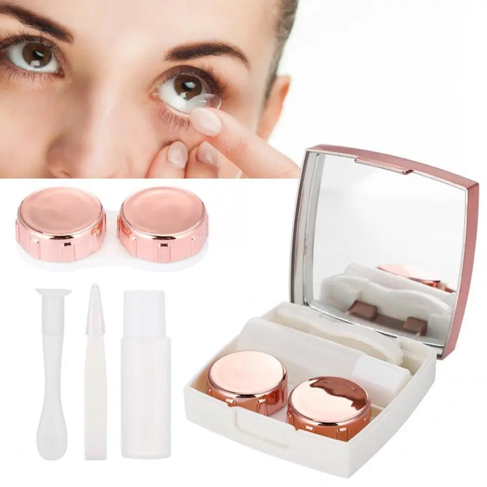 Contact Lens Case Travel Kit Square Travel Portable Solid Color Lens Cover Container Beauty Pupil Storage Soaking Box Eyewear Accessories
