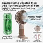 Simple Home Desktop Mini USB Rechargeable Small Fan Small electric fan for students with mobile phone holder