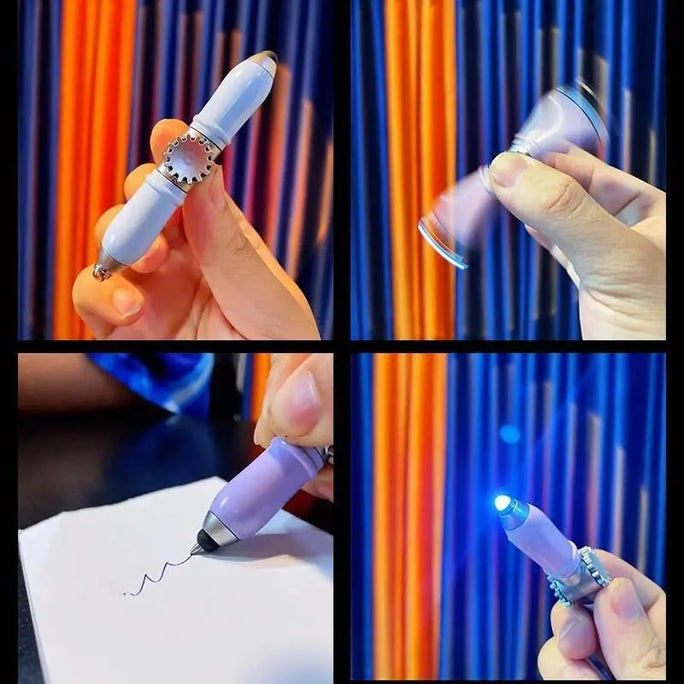 01 Pc 4 In 1Creative Decompression Pen Multifunction Fingertip Gyro Ballpoint Pen LED Flashlight Luminous Stylus Ipad Touch Screen Pen