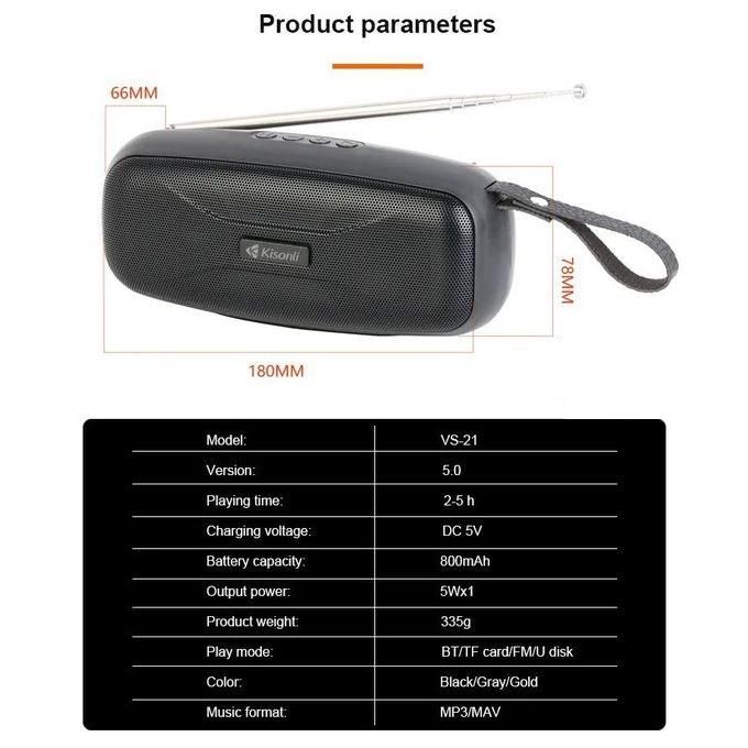 Kisonli S9 Wireless Bluetooth Speaker | Portable Sound Box Supports USB TF Card