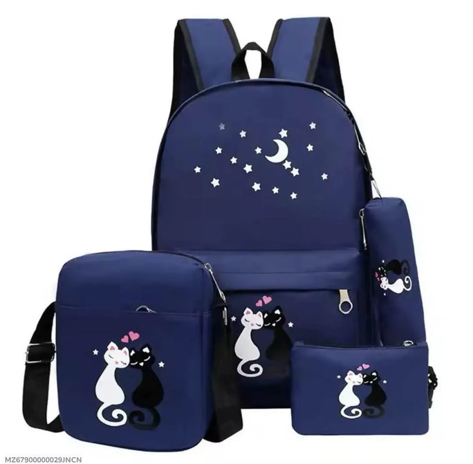 Kids 4-Piece Pink Cat Backpack Set