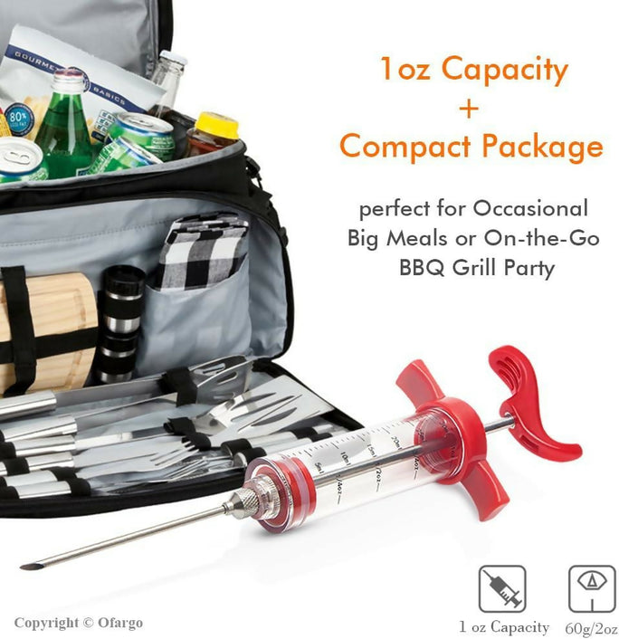 Meat Injector Syringe - for BBQ Grill Premium Portable Turkey Injector kit for Smoker Marinades Injectors for Meats