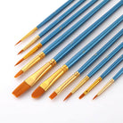10 x Multi Shapes Artist Paint Brush Set Watercolour Acrylic Nylon Hair Oil & Poster Painting Supply