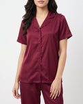 Sajiero Silk PJ Set - Rosia - Maroon