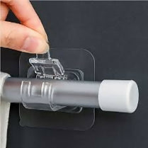 Pack of 2 Transparent PVC Adhesive Curtain Rod Hook Pipe