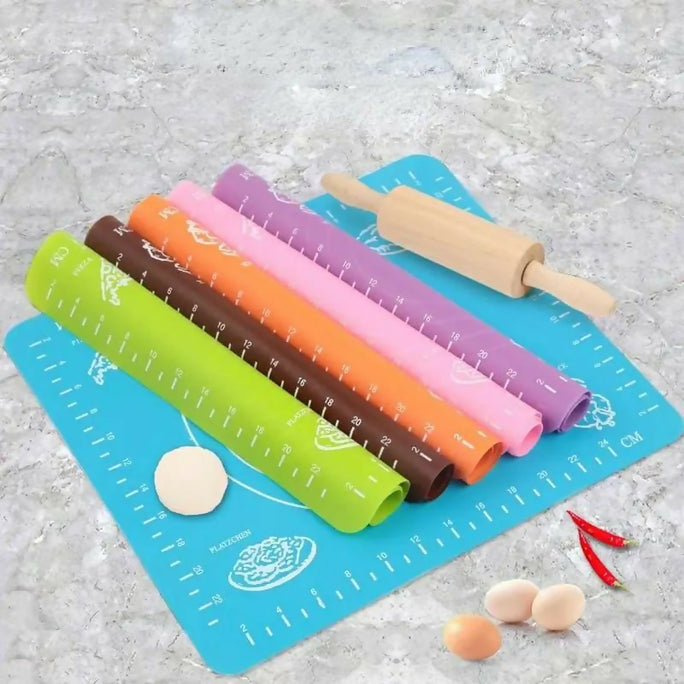 Silicone Baking Roti Mat With Measurements Heat Resistant | Non Stick Flour Rolling Mat | Baking Kneading Dough Pad