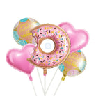5 Pcs Eating Donut Theme Foil Balloon Set – Kids Birthday Party Decoration