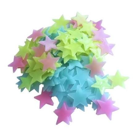 Pack of 100 - 3D Stars Glow In The Dark Wall Stickers Luminous Fluorescent Wall Stickers For Kids Baby Room Bedroom Ceiling Home Decor