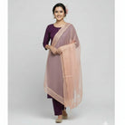 3 Pieces Unstitched Katan Silk Plain Shirt & Trouser With Organza Lining Dupatta For Womens & Girls