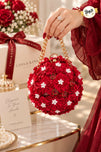 Trendy Floral Potli Style Round Evening Bag for Women - Elegant Wedding & Party Wear Embellished Handbag