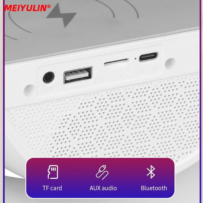 G Lamp Smart Bluetooth Speaker Wireless Fast Charger Station LED RGB Desk Light Support TF Card AUX For IPhone 14/13 Samsung Powerbank