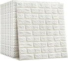 3D Brick Wall Stickers, Self Adhesive Wallpaper Foam Sheet, PE Foam High Quality Brick Wallpaper, Sofa Background Wall Décor, Peel And Stick 3D Art Wall Brick Room Panels For TV Walls – White – 70*77cm