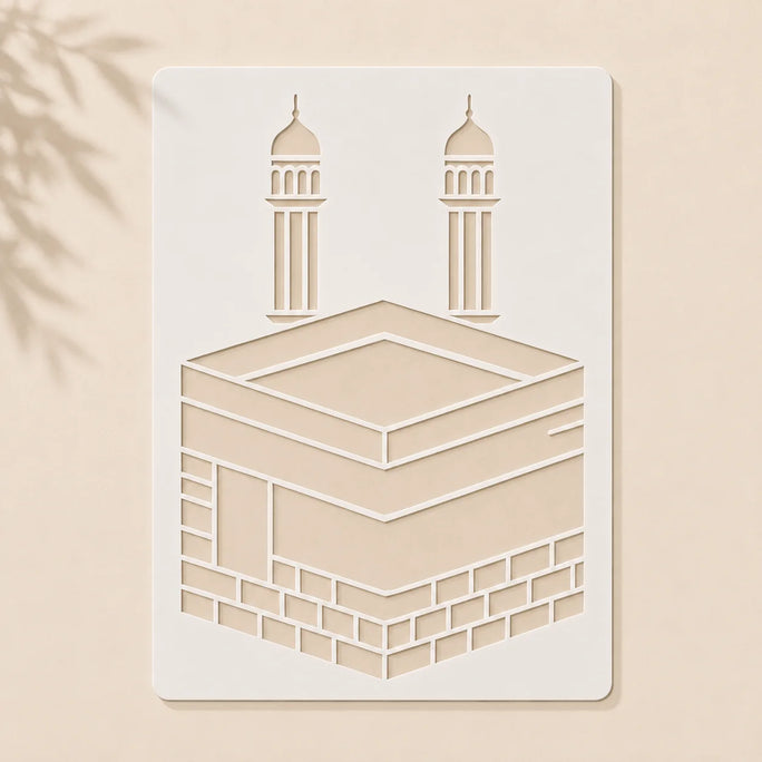 Casvena Kaaba Silhouette Islamic Stencil for Wall and Canvas Painting