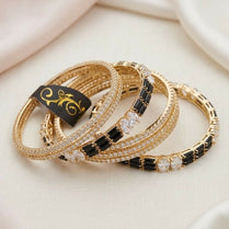 Elegant Baguette Cut & Micro-Pave Zircon Bangles Set for Women - Sparkling Multi-Row Crystal Bangle Set