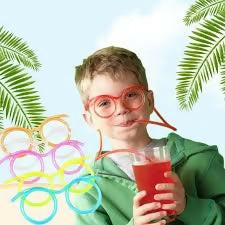 Sunglasses Straw Funny Eyeglass Straw for Birthday Parties