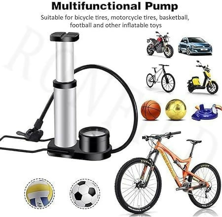 High Pressure Foot Air Pump with Gauge Heavy-Duty Foot Bike Pump for Bicycle Ball Scooter Car Inflatable Toys Mini Pump