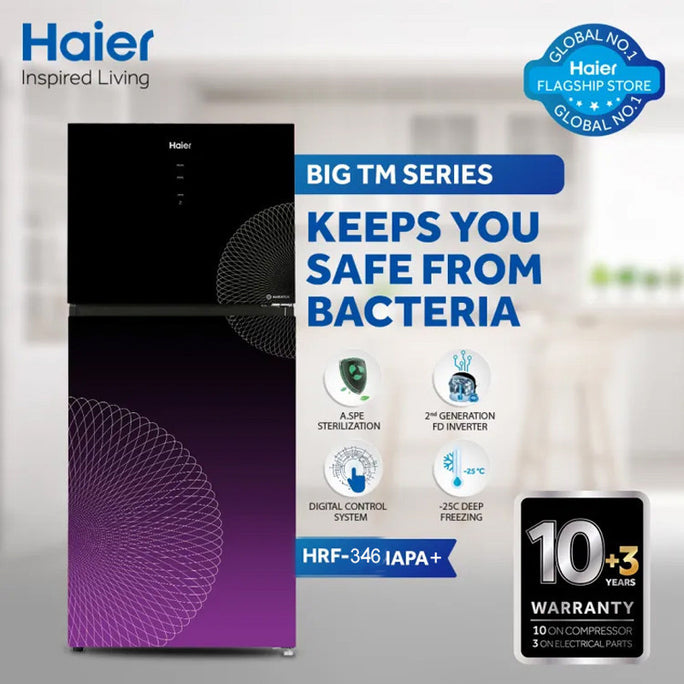 Haier HRF-346 IAPA+ / IARA+ Digital Inverter Double Door Refrigerator 12 Cubic Feet With Official Warranty