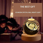 3D Crystal Ball Moon Night Lamp With Wooden Base