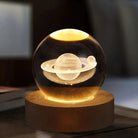 3D Crystal Ball Moon Night Lamp With Wooden Base