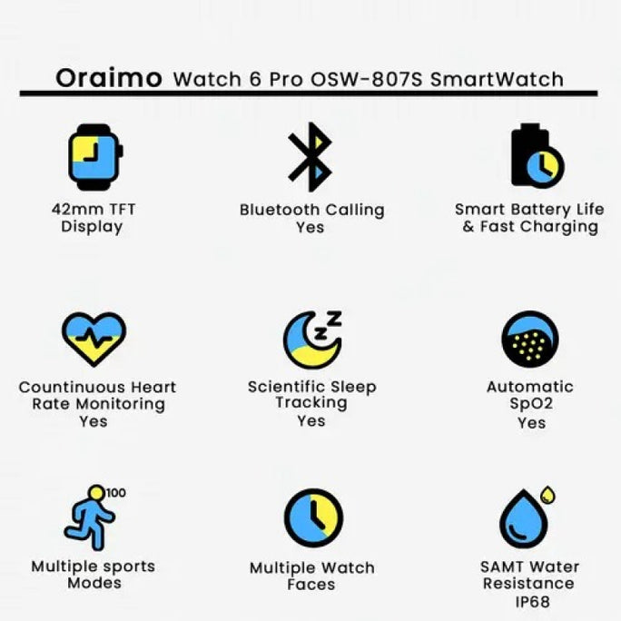Oraimo OSW-807S Watch 6 Pro SmartWatch