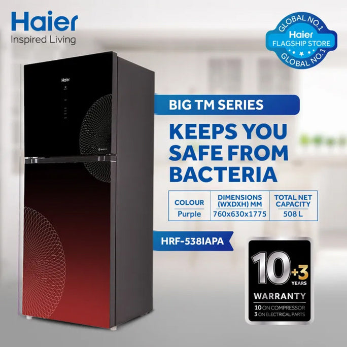 Haier HRF-538 IAPA / IARA Digital Inverter Double Door Refrigerator 18 Cubic Feet With Official Warranty